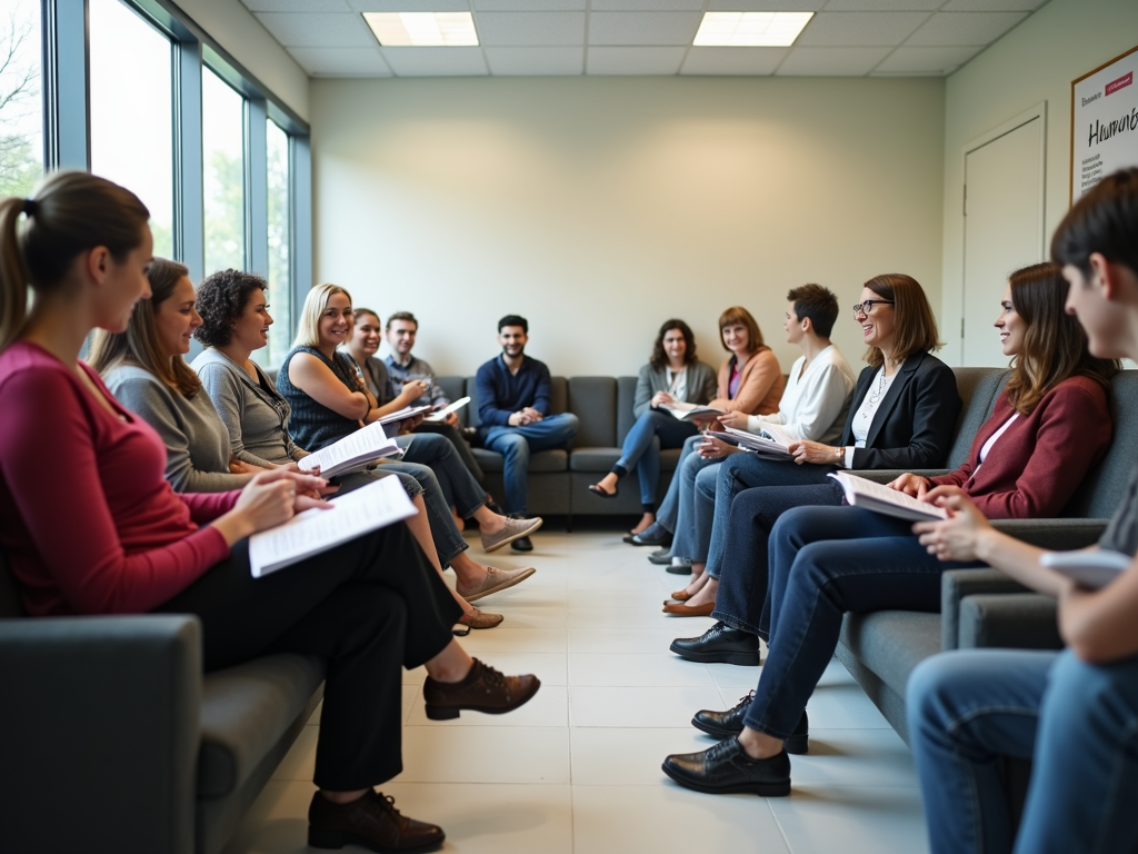 Diverse group in fertility clinic