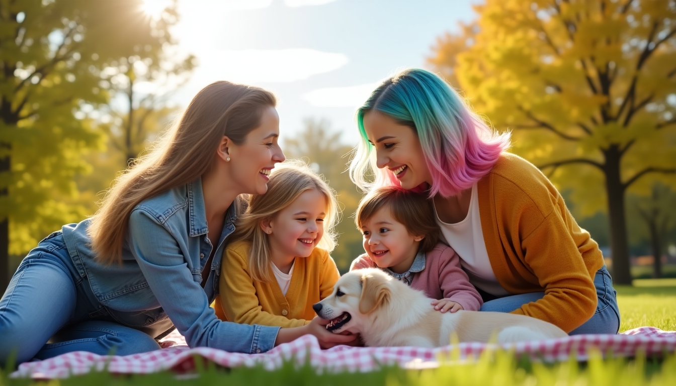 An inspiring image of a happy transgender family with children, depicting the hope and joy of successful family building.