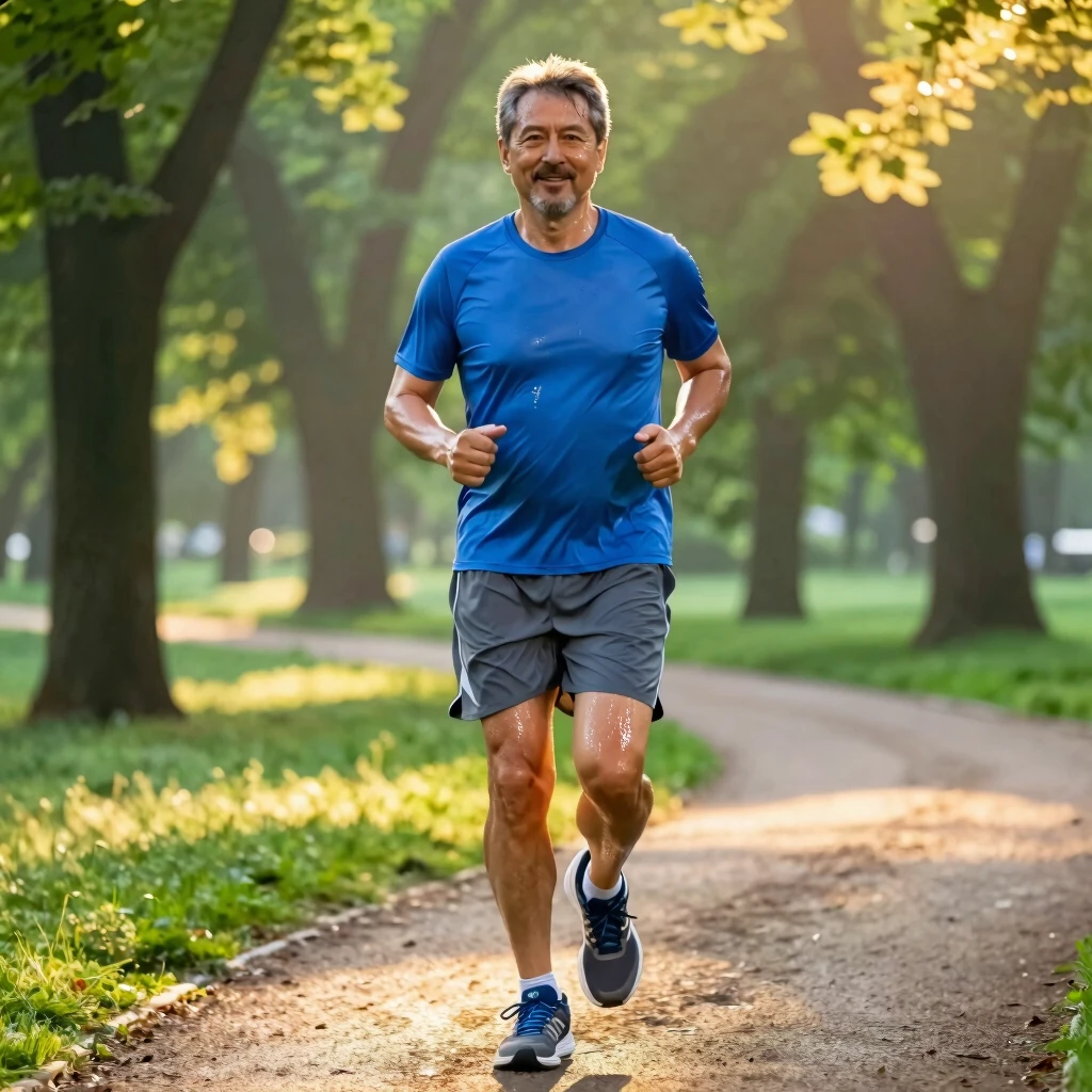 A man exercising outdoors to promote sexual health and vitality
