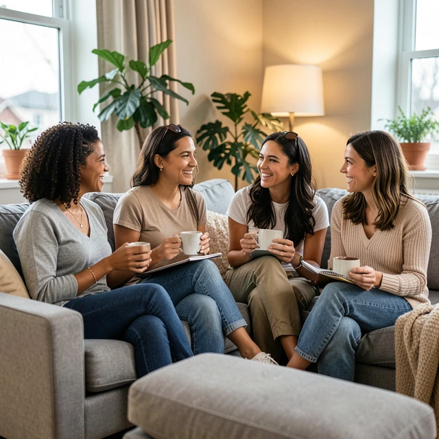 Diverse women supporting each other in a group setting for health challenges
