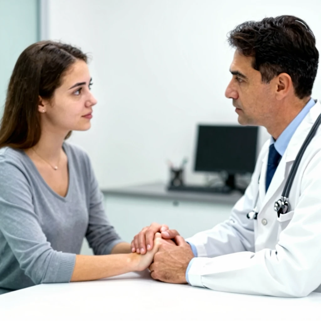 Couple discussing infertility options with doctor