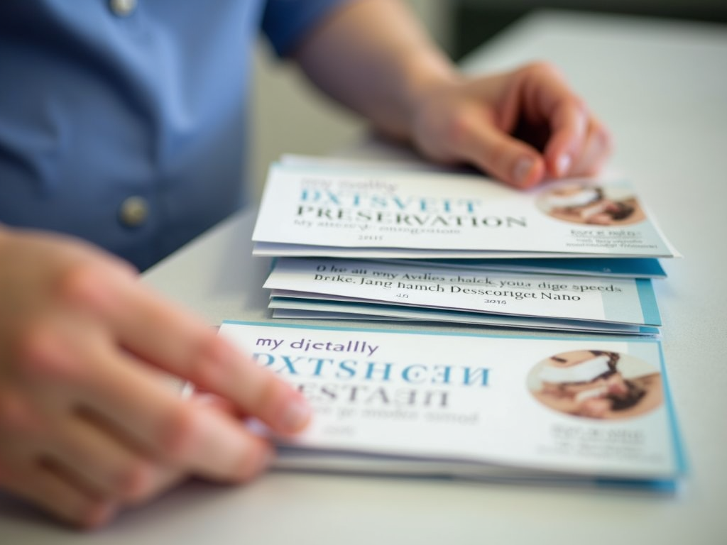 Patient picking up a fertility preservation brochure.