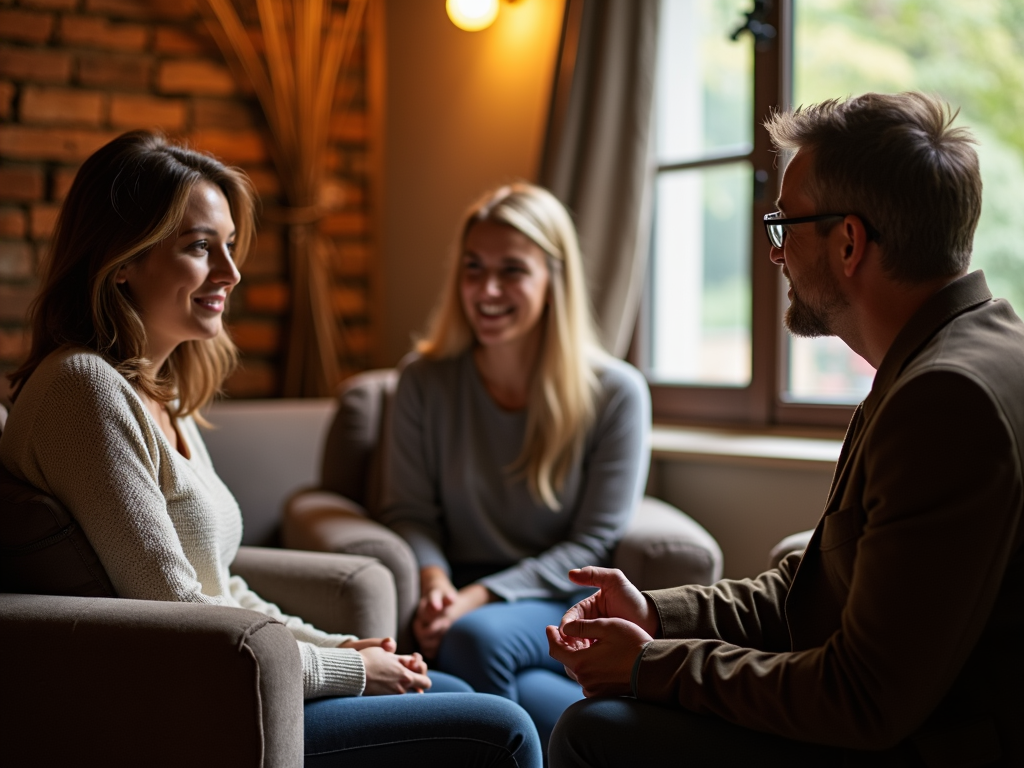 A support group meeting discussing fertility challenges