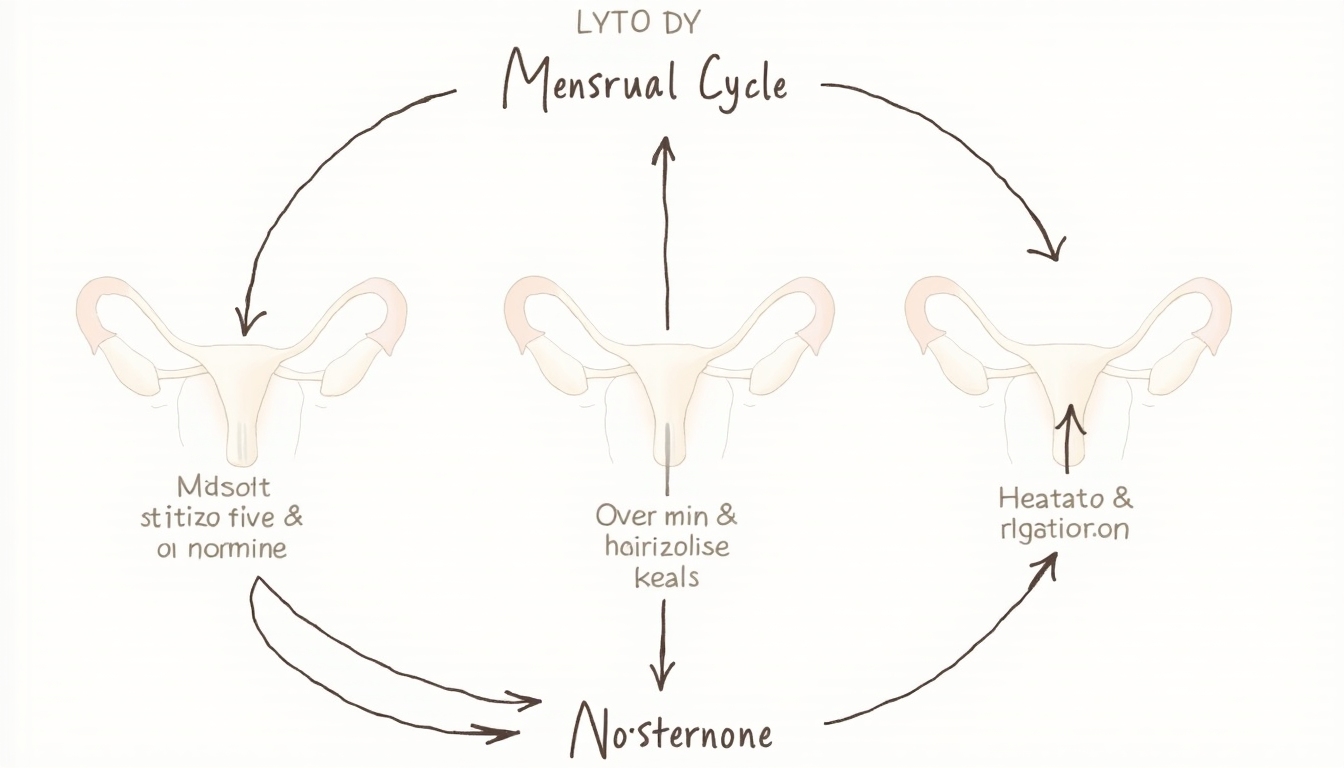 A diagram illustrating the hormonal regulation of the menstrual cycle, which is crucial to understanding ovulation disorders.