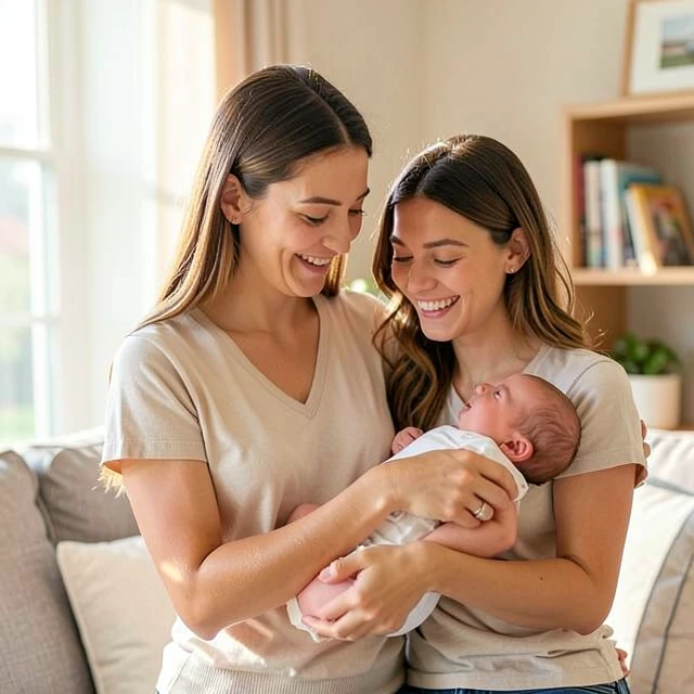 Happy mother and newborn baby representing fertility success