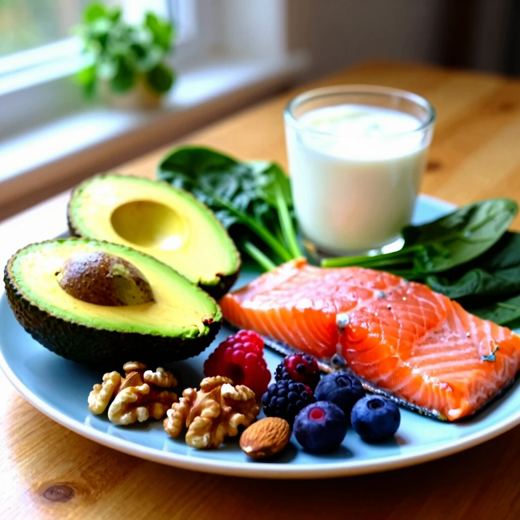 Plate of nutrient-rich foods supporting natural fertility