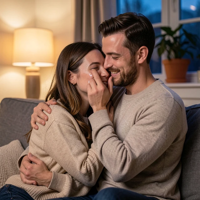 Couple sharing an emotional supportive moment during infertility challenges