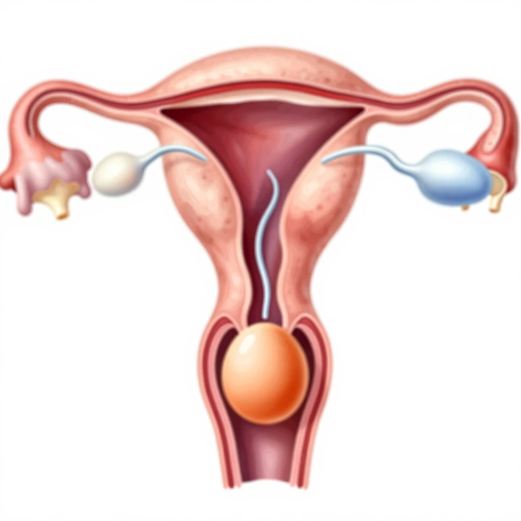 Illustration of the ovulation and fertilization process