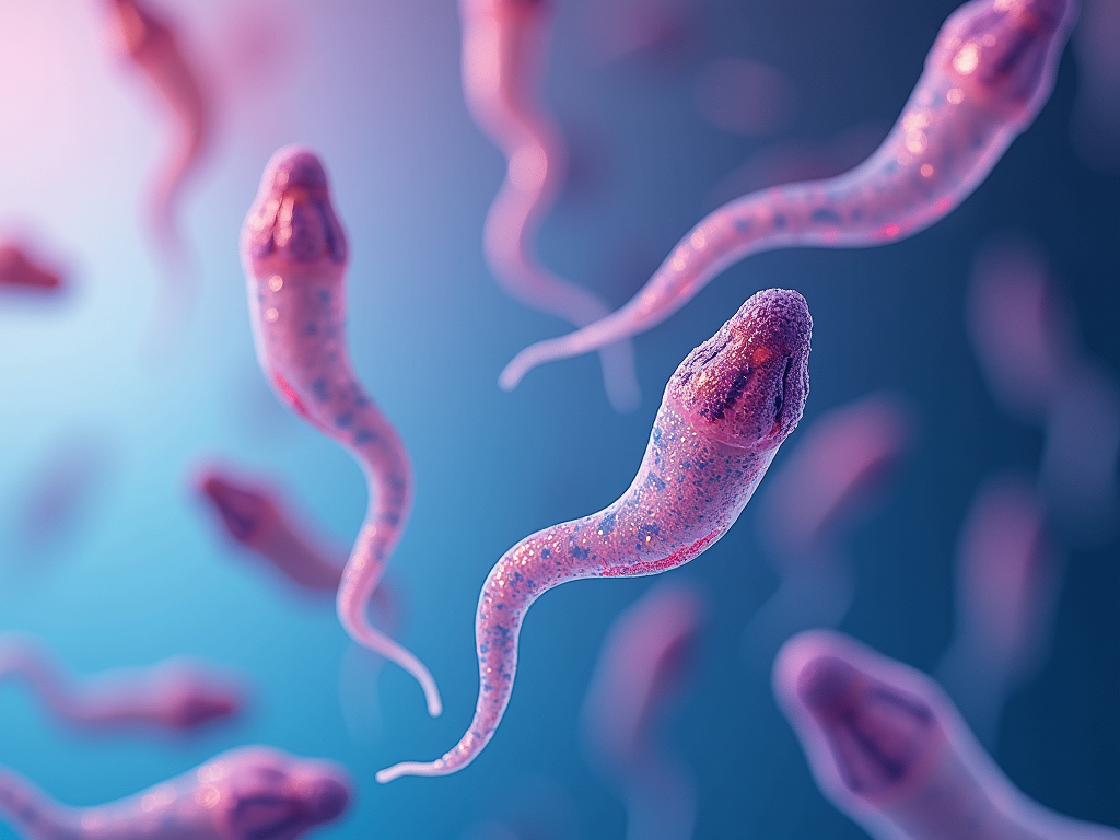 Healthy sperm under a microscope