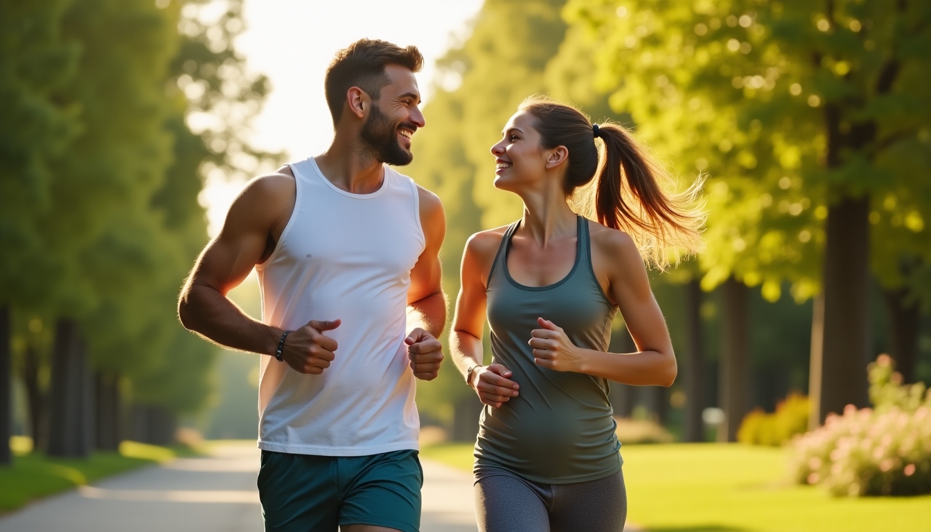 Couple exercising for fertility