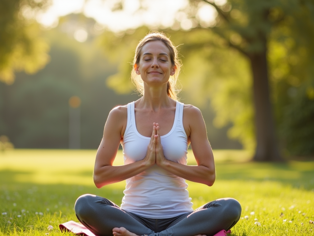 Woman practicing yoga for stress relief during infertility treatment