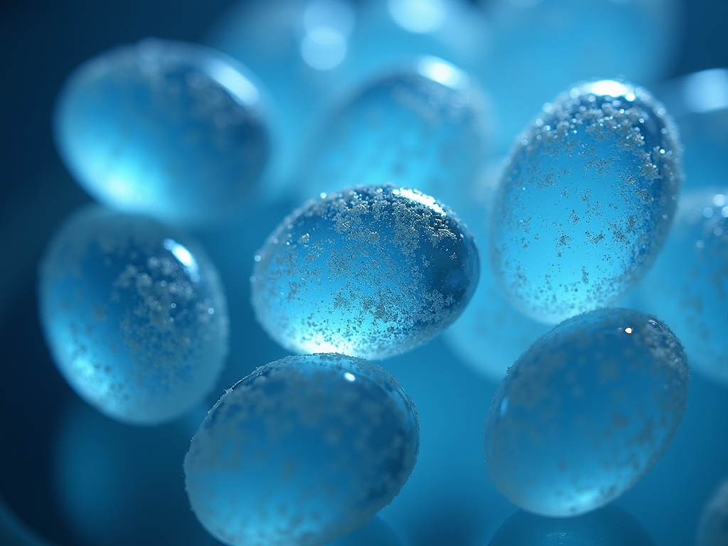 Microscopic view of frozen eggs