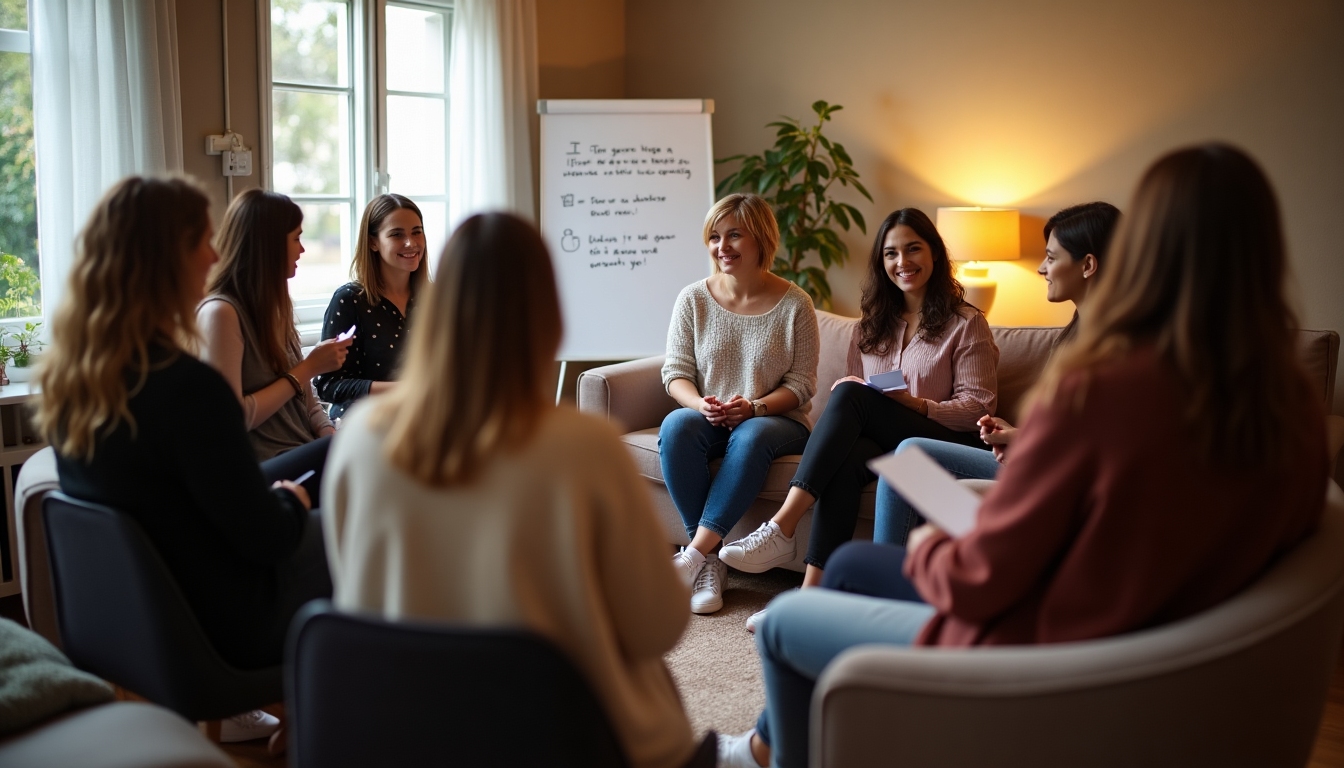 A support group meeting for those considering egg IVF