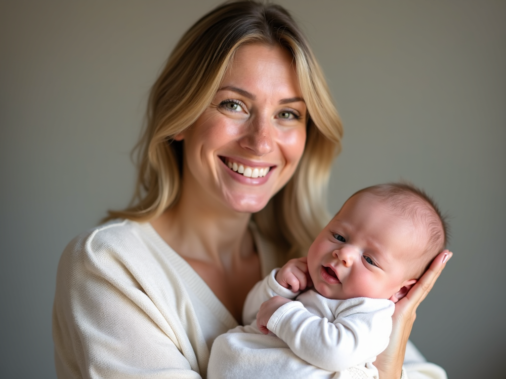 Cancer survivor with baby photo
