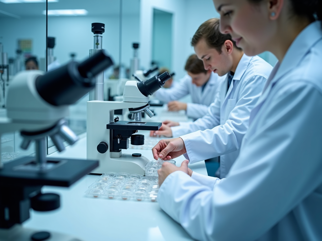 IVF laboratory with technicians at work