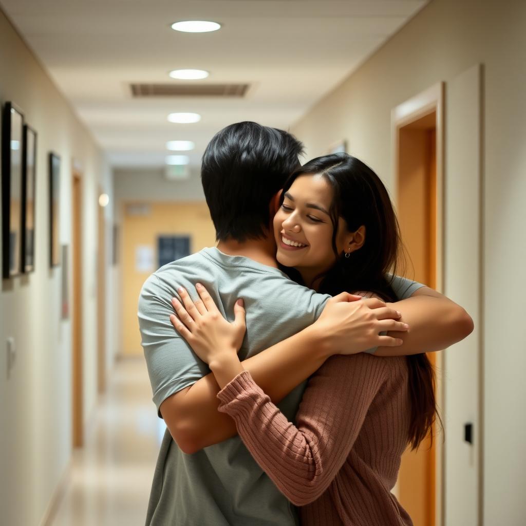 Couple embracing after a fertility consultation, finding strength together.