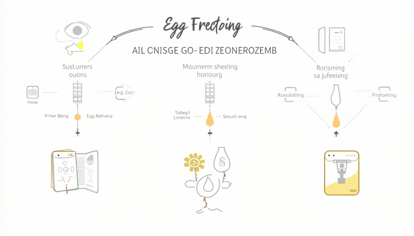 A diagram showing the steps involved in the egg freezing process.