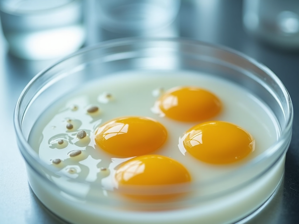 Fertilization in a laboratory setting.