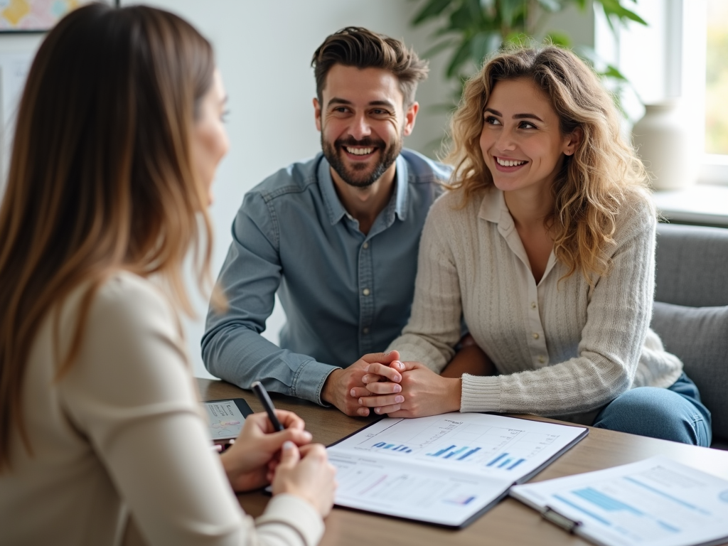 Couple consulting with a fertility specialist in a clinic.