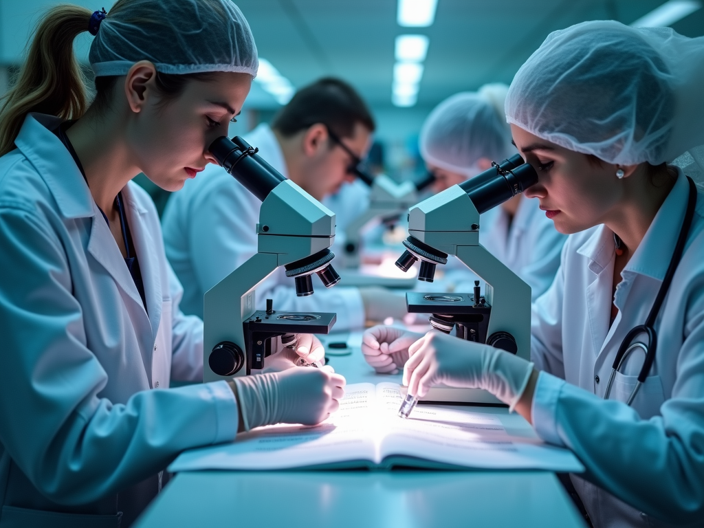 Fertility lab with embryologists at work