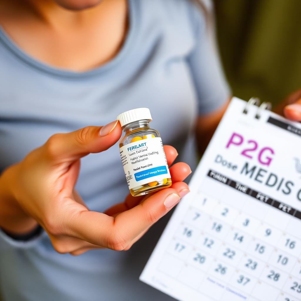 Woman managing fertility drug schedule at home.