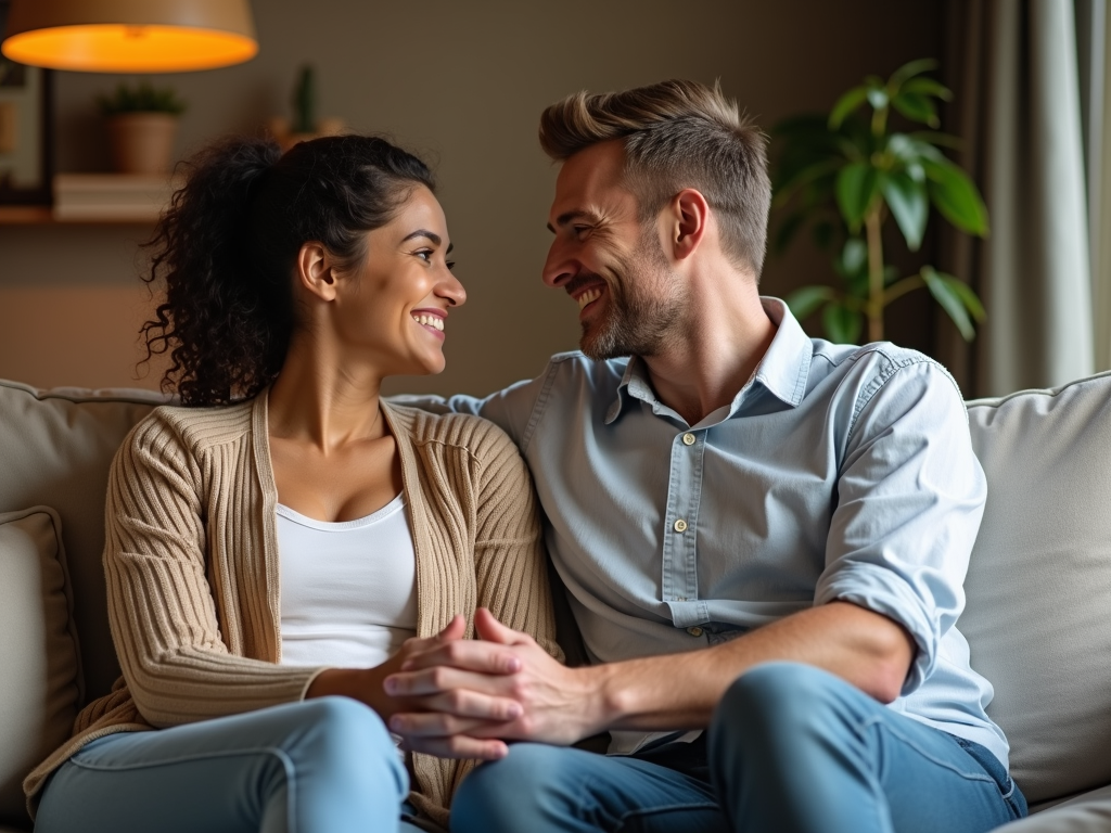 A couple supporting each other through their infertility journey.