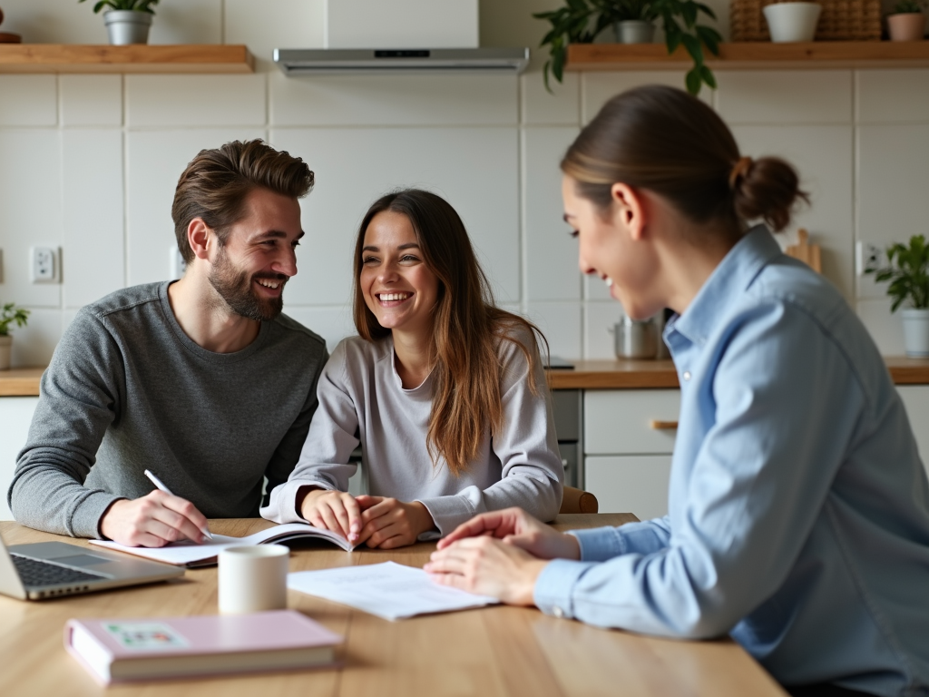 Couple planning their finances for parenthood with a financial advisor
