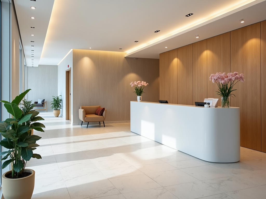 Welcoming reception area of a fertility preservation clinic.