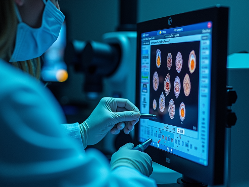 Embryos under microscope in IVF lab