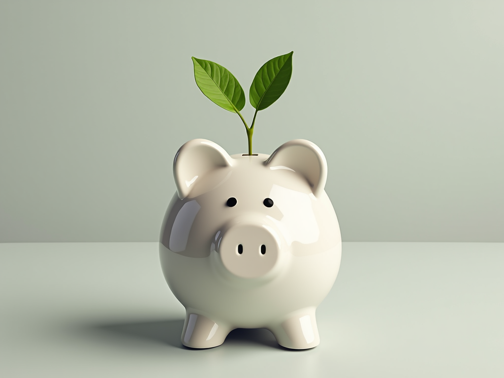 Piggy bank with a growing plant, symbolizing financial growth and hope