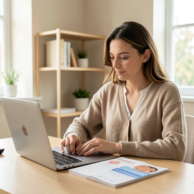 Woman considering fertility preservation options at home