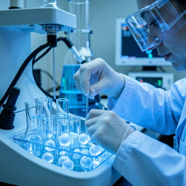 Scientist handling frozen eggs in a fertility lab