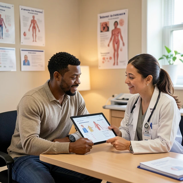 Couple consulting with fertility doctor