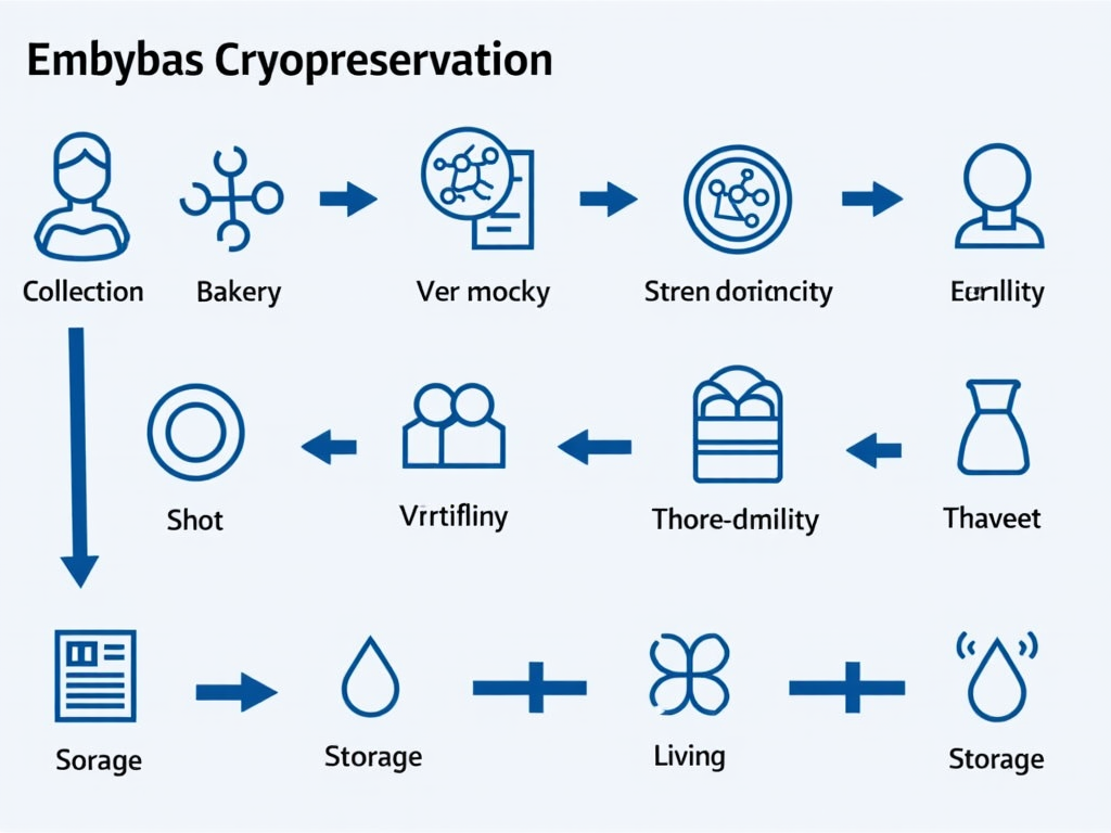 Infographic of embryo cryopreservation steps