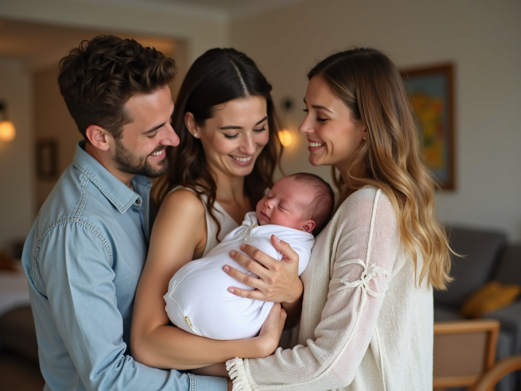 Couple celebrating birth of child after IVF