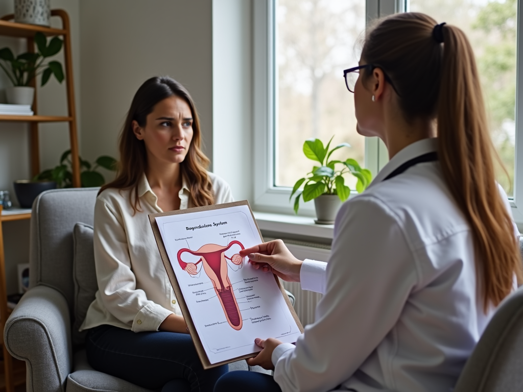 Woman talking to doctor about PCOS