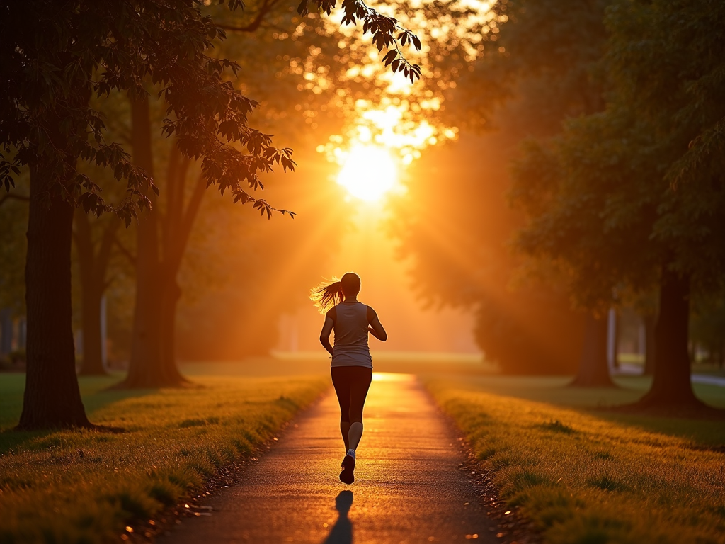 Person jogging in park
