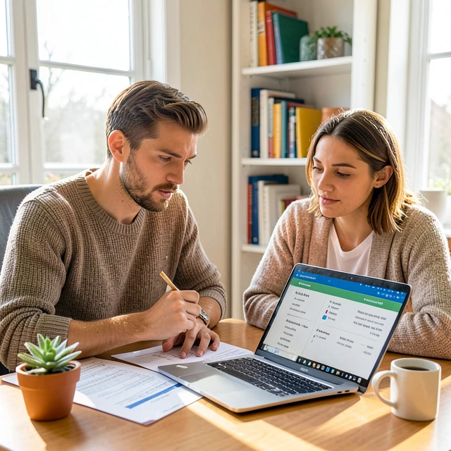 Couple budgeting for fertility treatment expenses at home