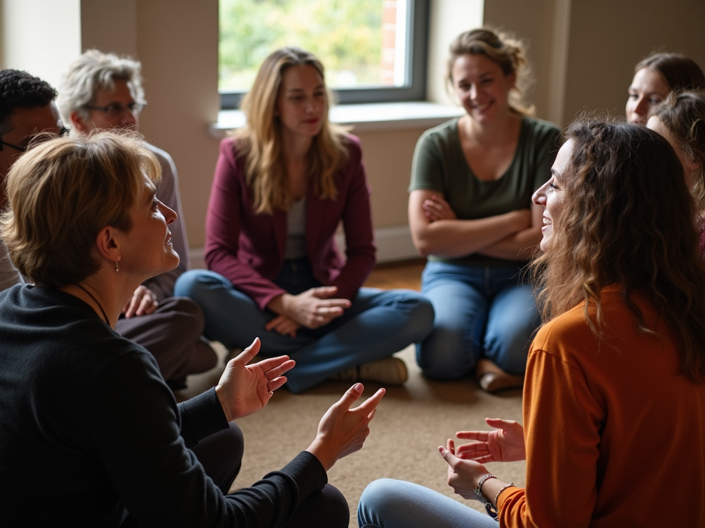 A support group meeting focused on infertility.