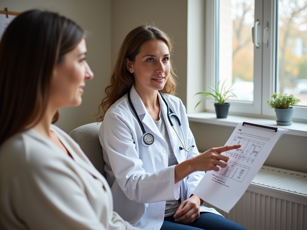 Fertility specialist and patient consultation