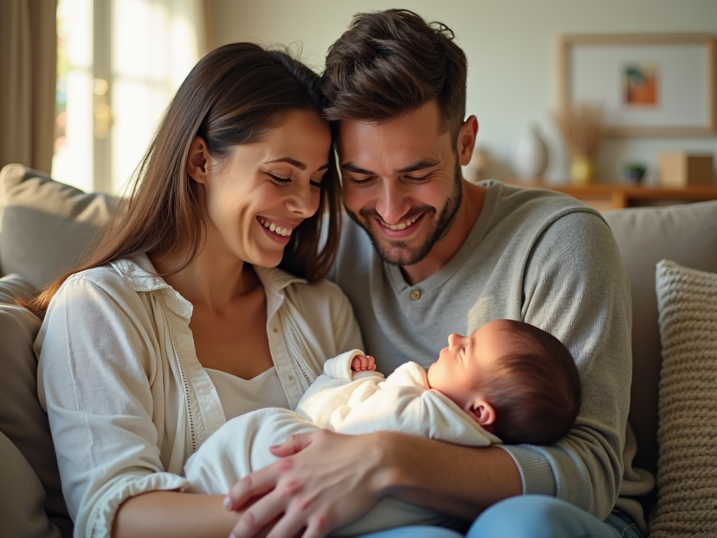 Couple with their baby after successful fertility treatment