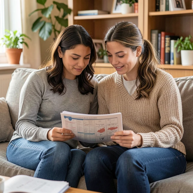 Couple discussing fertility options at home