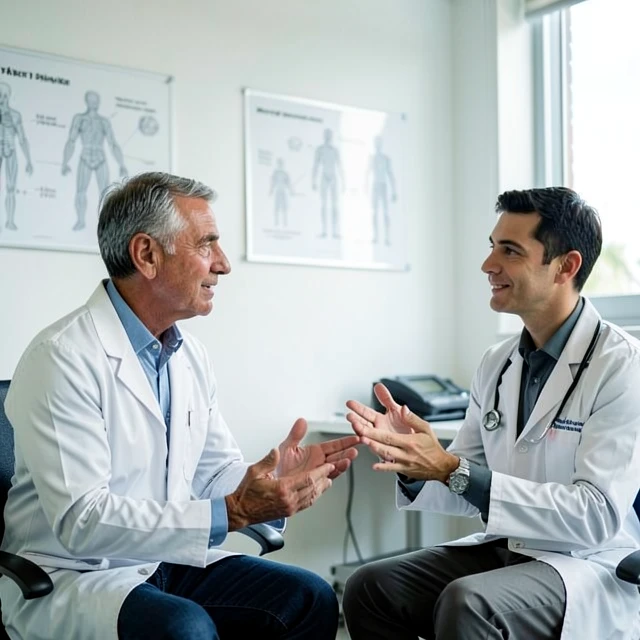 Man seeking medical advice for ejaculatory dysfunction from a doctor