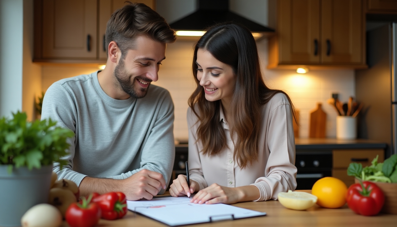 A couple reviewing their nutrition plan together