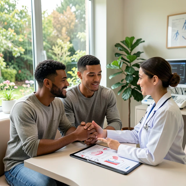 Young couple consulting a fertility doctor in a modern clinic setting
