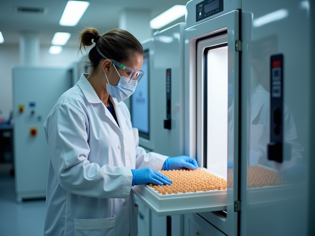 Scientist freezing eggs in a laboratory
