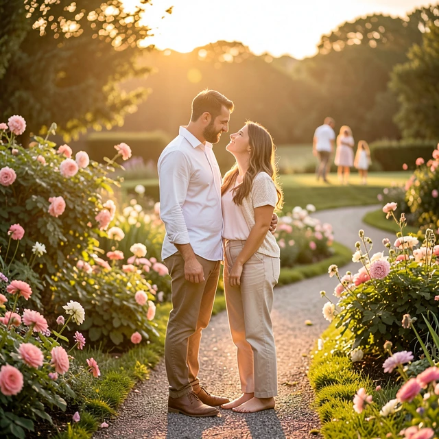 Hopeful couple starting their infertility journey at sunrise