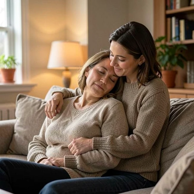 Partner offering comfort and emotional support during fertility treatments