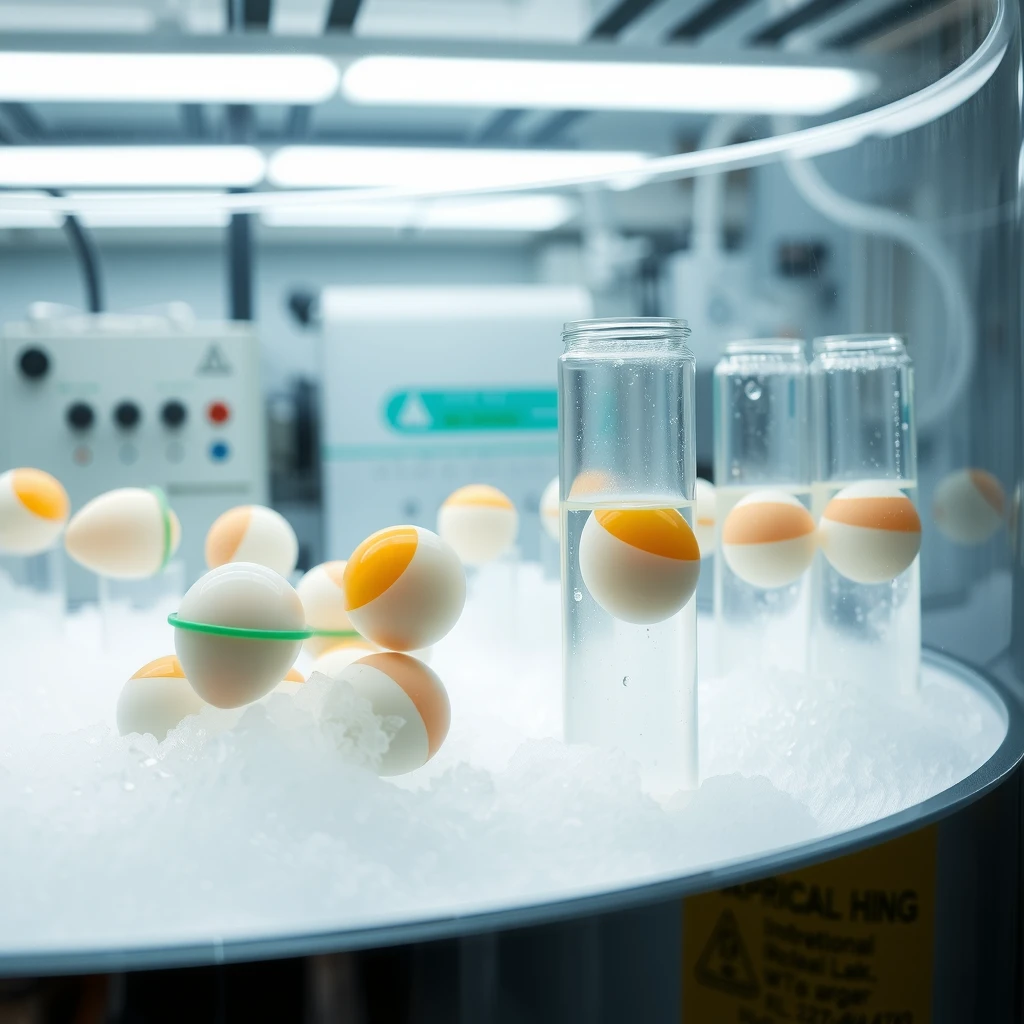 Cryopreserved eggs in laboratory storage