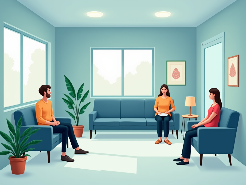 A fertility clinic waiting room, capturing the IVF experience.